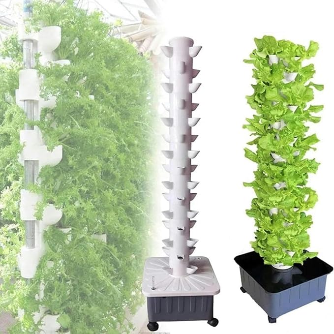 45 Holes Hydroponic Cultivation Tower Automatic Irrigation Culture System for Interiors Cultivation Tower Without Floor Air Cultivation Kit with Moisturizing Pump 1 Unit