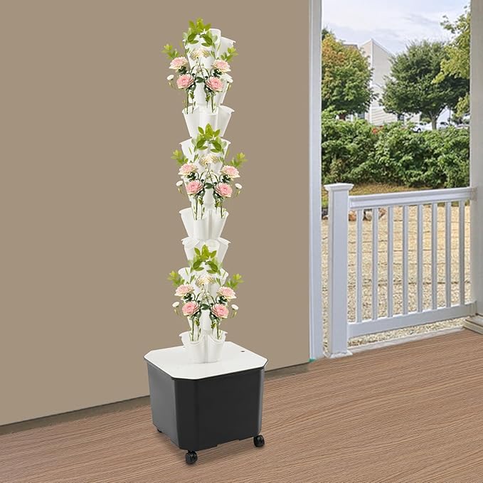 Hydroponics Growing System 50-Plants Indoor Hydroponic Tower with Pump System Plants Germination Kit with Wheels Vertical Hydroponic System for Gardening Lover