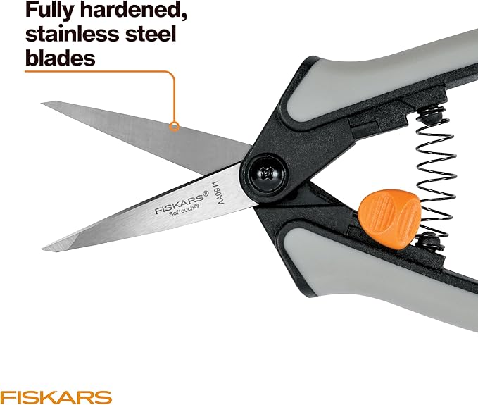 Fiskars 15pc Micro-Tip Pruning Snip Set Precision Stainless Steel Blades Softgrip Handles for Deadheading Trimming &amp Shaping Small Plants