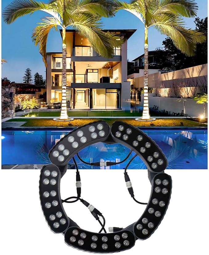 LED Ring Tree Hug Lamp 12W Surrounding LED Tree Spotlights IP65 Waterproof Ground Landscape Light 24V Ring Outdoor Corrugated Buried Lights Garden Lighting(Red10PCS(24V))