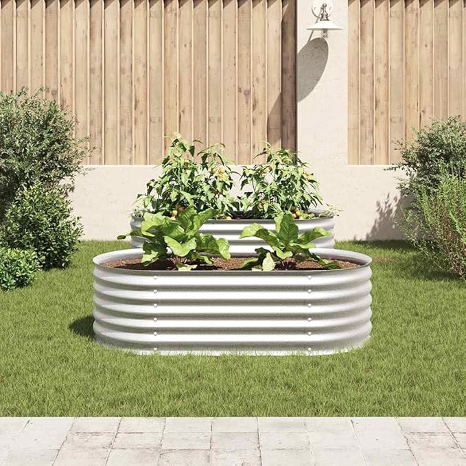 Galvanized Steel Raised Garden Bed 63x63x17.3 in Large Outdoor Planter Box Rectangular Elevated Raised Bed Garden for Vegetables Herbs Flowers on Patio Yard Lawn