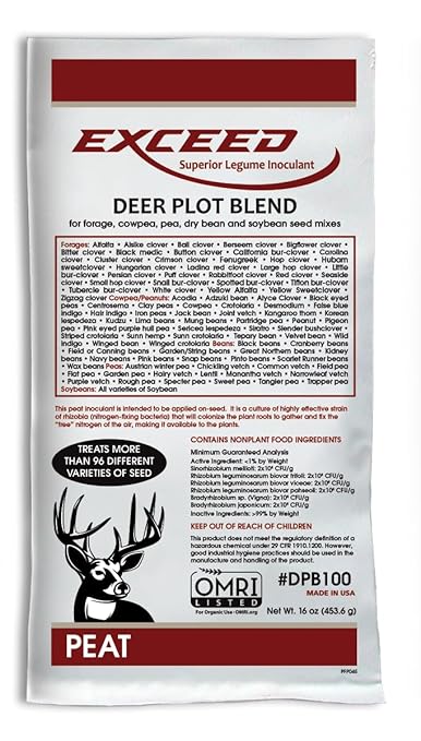 Hale Habitat &amp Seed Exceed - Food Plot Peat Legume Powder Inoculant for Increased Nitrogen for Plant Growth and Root Formation