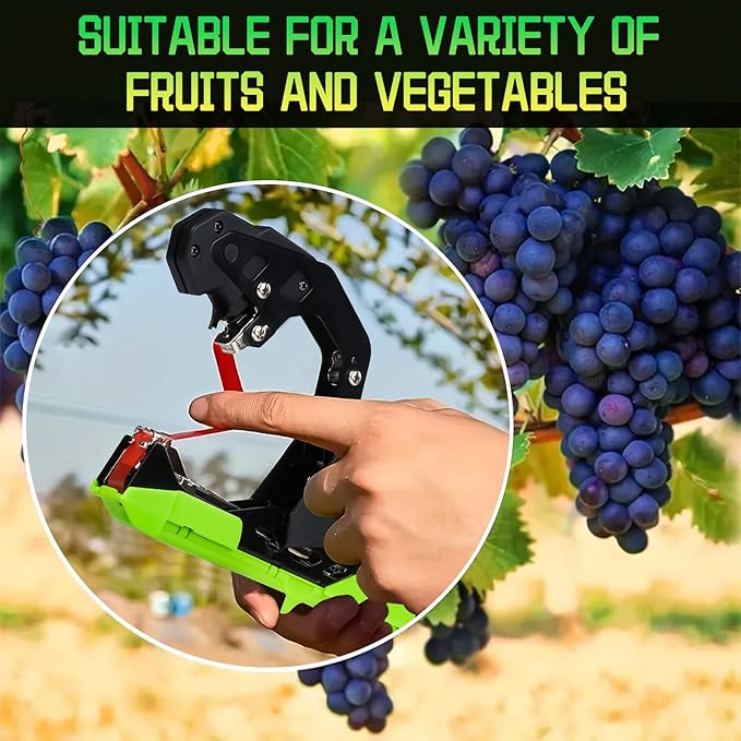 Plant Tying Machine 20 Tapener Tying Tool Plant Tying Tool with Spare Blade and a Box of Staple for Quick Bundling of Tomatoes Grapes and Vegetables (Green)