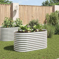Powder-Coated Garden Raised Bed Metal Planter Box for Vegetables Flowers Herbs Silver Galvanized Steel 63.0x31.5x31.9 in-849