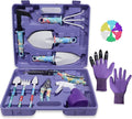 Garden Tool Set Stainless Steel Heavy Duty Gardening Tools 30 PCS w/Floral Print Trowel Rake Weeder Pruner Shears Sprayer Digging Claw Gloves Ideal Gardening Set for Women