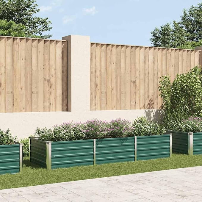 vidaXL Raised Bed Galvanised Steel 240 x 80 x 45 cm Green Flower Pot
