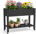 43 Elevated Garden Bed with Wheels &amp Legs 78L/21 Gal Large Raised Planter Box with Drainage &amp Water Level Indicator Mobile Herb Garden Kit for Patio &amp Balcony Black