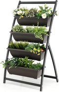 Giantex 4.1FT Vertical Raised Garden Bed 4-Tier Elevated Planter Box w/4 Containers &amp Drainage Holes Indoor Outdoor Freestanding Planter for Vegetables Herbs Flowers Heavy-Duty Metal Frame