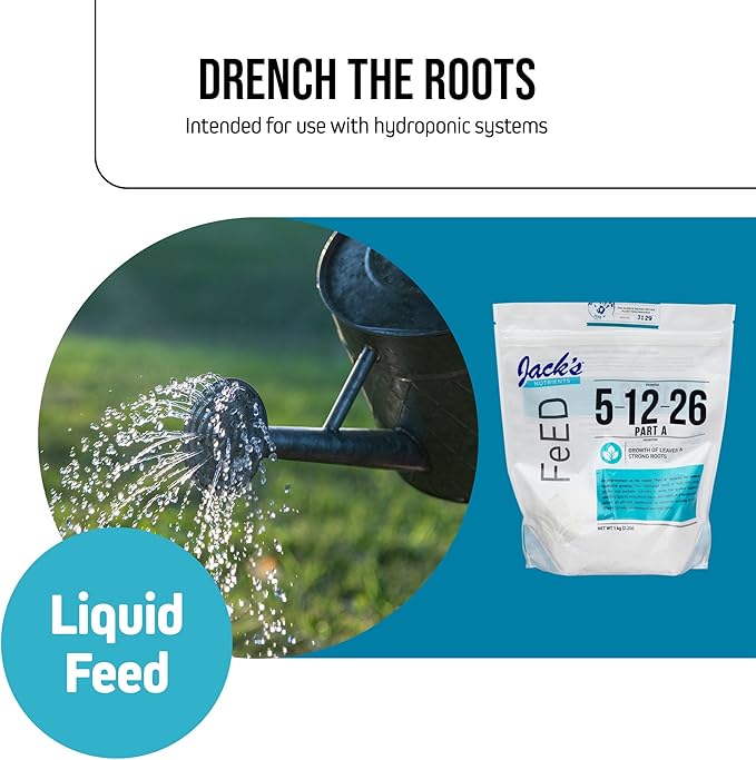 Jack's Classic Nutrients 5-12-26 Part A Water-Soluble Fertilizer for Growth of Leaves and Strong Roots in Plants Grown in Continuous Liquid Feed Programs 2.2Lbs