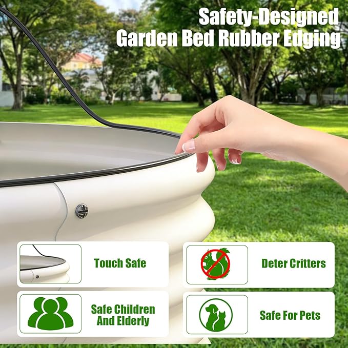 aboxoo Round Raised Garden Bed Kit 17 Tall Large Bottomless Galvanized Raised Bed for Growing VegetablesSucculentsFlowers Planter Boxes Outdoor（White