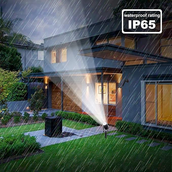 T-SUNUS 3 Pack Solar Landscape Spotlights Solar Garden Spot Light IP65 Waterproof 9.8ft Cable Separated Solar Panel Garden Driveway Pathway Pool Area(Warm White 3000K &amp White 6000K &amp Blue)