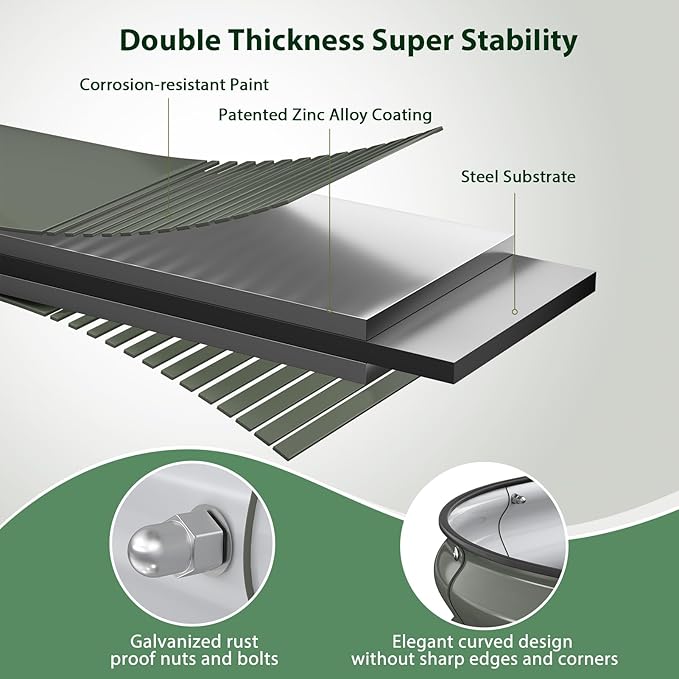 Raised Garden Bed Kit 5x2x1 ft Galvanized Planter Box Outdoor with Safety Edging Large Metal Raised Beds for Gardening Vegetables Flower Fruits (Volcanic Ash)