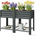 Elevated Outdoor Raised Garden Bed with Legs - 39.6-Gallon Galvanized Steel Planter Box for Patio Herbs Vegetables &amp Flowers - Ergonomic Height 33lb Storage Shelf (Dark Gray)