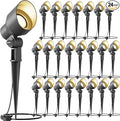 VENUS MANUFACTURING 24 Pack Low Voltage Landscape Spotlight 3W LED Outdoor Landscape Lighting Kits 200 Lumen Black Waterproof Flood Lights 12V 3000K Warm White Metal Tree Lights for Garden &amp Yard