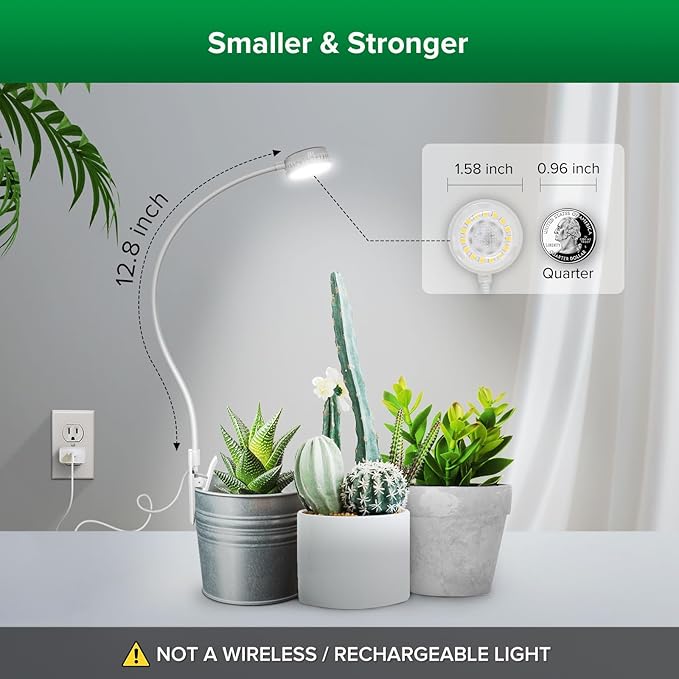 SANSI Grow Lights LED Pot Clip Plant Light 4000K Full Spectrum 4-Level Dimmable Auto On Off+Puck Grow Light 10W (150 Watt Equiv) Full Spectrum 2-Head Lamp for Plants with Ceramic Tech