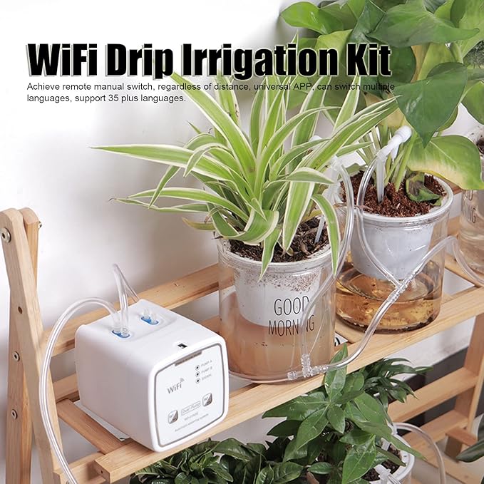Drip Irrigation Kit WiFi Automatic Plant Waterer Automatic Watering System for Potted Plants Remote Control Plant Watering Device Automatic Drip Irrigation Kit for Outdoor Garden