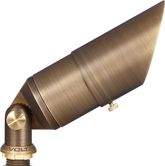 VOLT Top Dog 12V Cast Brass Outdoor Spotlight (Bronze) with 5W 2700K Warm White 400 Lumen MR16 LED Bulb for Low Voltage Landscape Lighting of Yard Lawn Garden Patio Trees &amp House