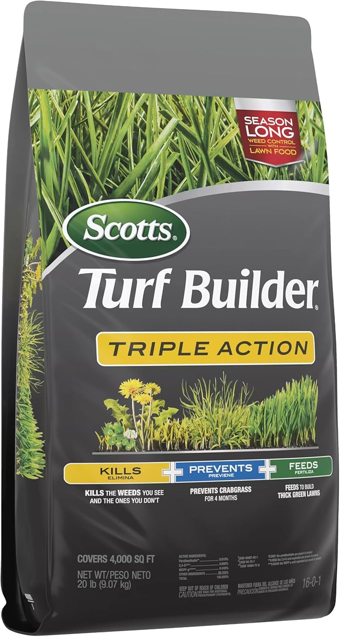 Scotts Turf Builder Triple Action Weed Killer and Preventer Plus Lawn Fertilizer 4000 sq. ft. 20 lbs.