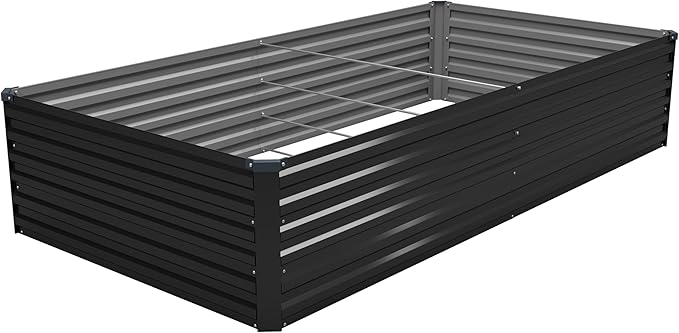 MGNO 8x4x1.5FT Galvanized Raised Garden Bed-Outdoor Planter Box for Vegetables-Metal Garden BedRRectangle Planting Box for HerbFlowerBlack