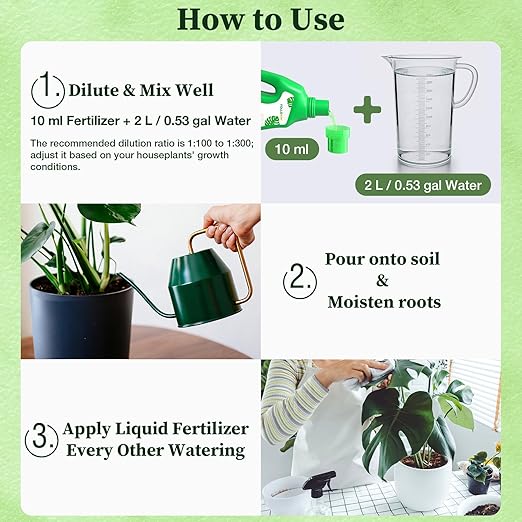 FOLLOWIN Monstera Plant Food Liquid Fertilizer Indoor Outdoor Tropical Plant Nutrients 3-1-2 NPK Promotes Fenestrated Leaves 21 oz Easy-Dose Bottle