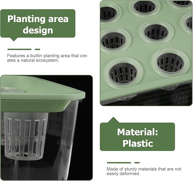Toyvian Desktop Hydroponic System: Modern Hydro Grow Cabinet with Fish Tank Base - Herb Garden for Countertop Planting - Fish Tank Vegetable Garden