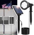Solar Spotlight Outdoor Spot Light with Separate Solar Panel ＆ 24.6ft Long Waterproof Cable Bright 7-LED Ground Flag Pole Light Dusk-to-Dawn Landscape Lighting for Flag House Tree Garden (White)