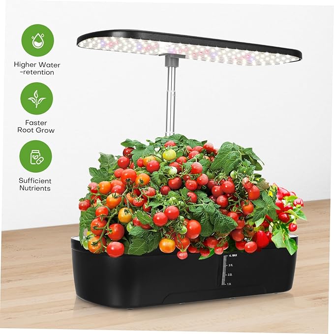 Mipcase 1set Indoor Hydroponics Growing System Kit with Led Grow Light Smart Vegetable Planter for Indoor Gardening Soil Planting Space-Saving Design