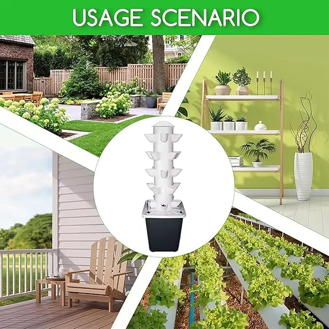 5-Layer Hydroponics Growing System Tower 25 Pods Home Garden Balcony Vertical Hydroponic Tower Planter Detachable for Growing Lettuce Tomato Strawberry