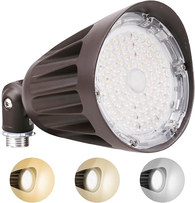 OSTEK 25W LED Bullet Spotlight - 3500LM 3CCT Selectable (3000K/4000K/5000K) 0-10V Dimmable IP65 Landscape Flood Light with Knuckle Mount UL DLC Listed (120-277V) (1-Pack)