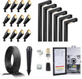 Gardenreet Outdoor Black Brass Wired Landscape Lights Kit (12 Spotlights 6 Path Lights) with 300W 12V Transformer and 250 Feet Cable and 50 Pack Wire Connectors for Outdoor Garden Patio Sideway