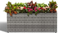 LEWIS&ampWAYNE Large Rectangular Block Planter Box Handmade Wicker Tall Planters for Outdoor Plants with Removable Liners Modern Planter for Indoor Outdoor Patio Deck - Gray 36''x12''x16''