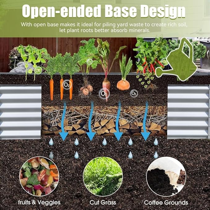Heavy-Duty Galvanized Steel Raised Garden Bed for Outdoor Vegetable Fruit and Flower Planting – Rust-Resistant Metal Planter Box (6x3x1.5ft (Silver))
