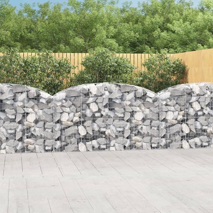 Gabion Basket Silver Galvanized Iron 78.7 x 19.7 x 47.2 in Rectangular Metal Garden Wall Outdoor Raised Bed Planter for Landscaping