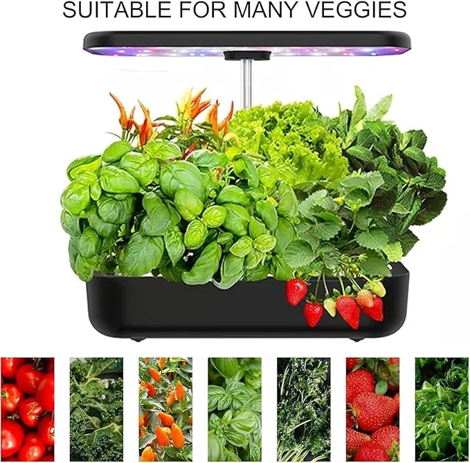 Hydroponics Growing System Indoor Garden with 35W Grow Light Full Spectrum Healthy Fresh Herbs Vegetables 12 Pods Indoor Gardening System for Gifts Kitchen Vegetable(White)