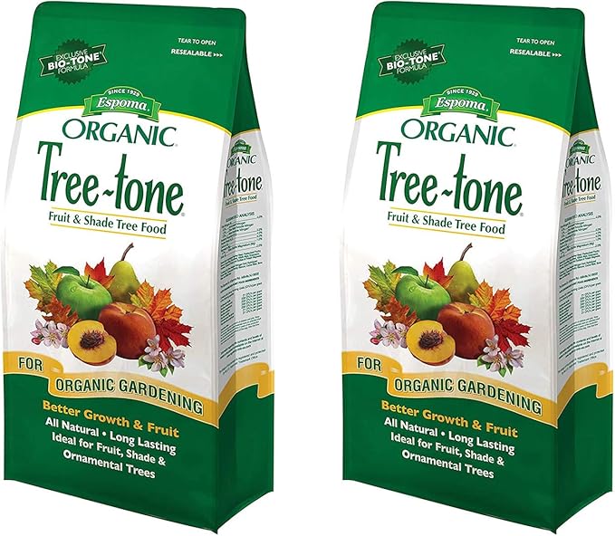 Espoma Organic Tree-Tone 6-3-2 Natural &amp Organic Fertilizer and Plant Food 4 lb. Bag Organic Fertilizer for All Trees. Use for Fruit Trees Like Peach &amp Apple Trees and All Shade Trees - Pack