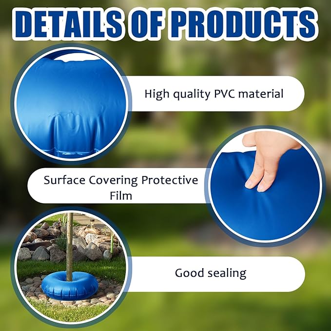 Tessco for you 8 Pack 15 Gallon Tree Watering BagsSlow Release Tree Watering Ring35.4 Inch PVC Drip Irrigation Water PouchRound Automatic Drip System for Planting Gardening and Shrubs (Blue)