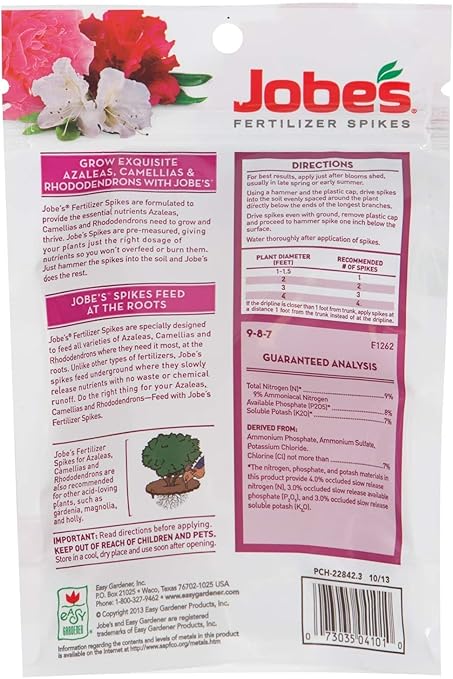Jobe'S Plant Food Azalea  Camellias &amp Rhododenron Spikes 9-8-7 Spike 10 / Pack