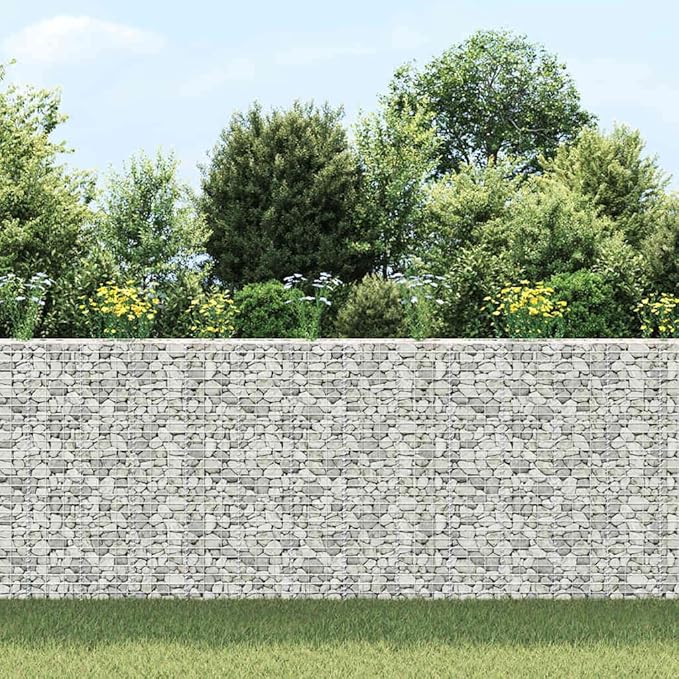 YAFF Extra Tall Cubic Gabion Raised Bed for Garden Planting Silver Iron Metal Outdoor Use 11.8 x 11.8 x 59.1 Inches