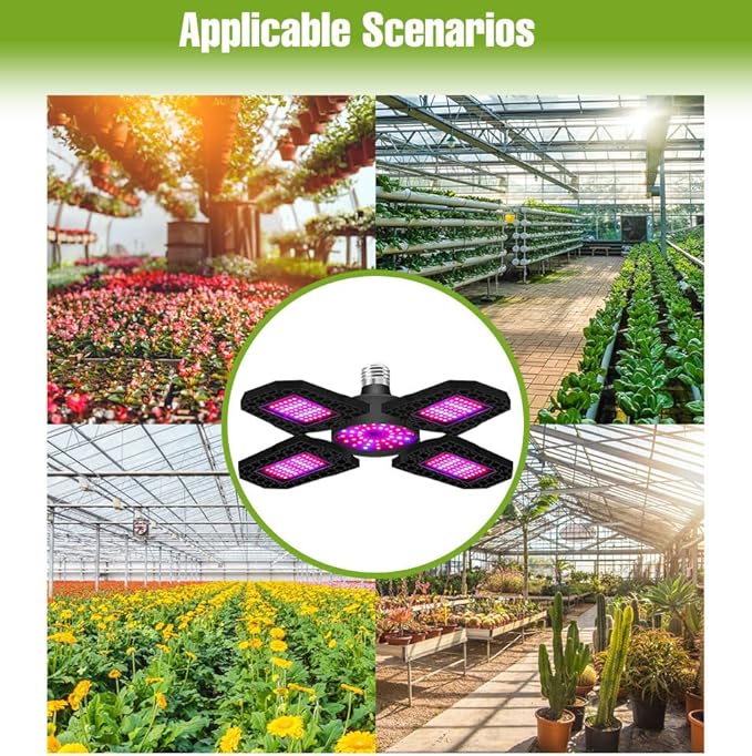 2PCS1000W LED Plant Lamp E26/E27 base for easy installation Diamond-shaped Multi-side Cooling Ensures Long-term Stability Flexible arms adjust angles freely Covering seedling flowering&ampfruiting st