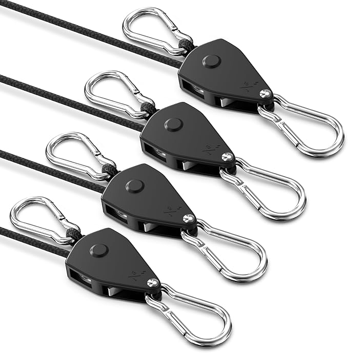 VIPARSPECTRA P700 Grow Light 70 Watt Dimmable Full Spectrum LED Grow Lights for Indoor Plants Seed Starting Plus 1/8 Adjustable Rope Hangers [4 Pack 8ft 75lbs/Pack] Ratchet Tie Down Straps