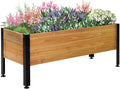 Wood Rectangular Garden Planter Box Raised Bed OutdoorPlanters for Outdoor Plants 37x13x15in Elevated Herbs Vegetables Flowers Great Patio Deck Balcony (37x13x15in Brown)