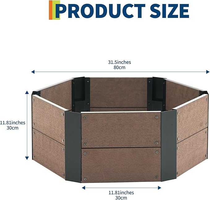 GarveeLife Hexagon Raised Garden Bed Kit 6-Panel Wood Look Planter Box for Indoor &amp Outdoor Use 11.8 Inches Deep Large Herb &amp Vegetable Grow Bed for Patio Balcony Yard