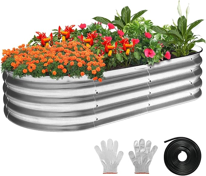 Raised Garden Bed 3-in-1Garden Bed Kits 6X2X1 Large Size Outdoor Raised Bed Metal Raised Planter Bed for Vegetables Flowers Herbs