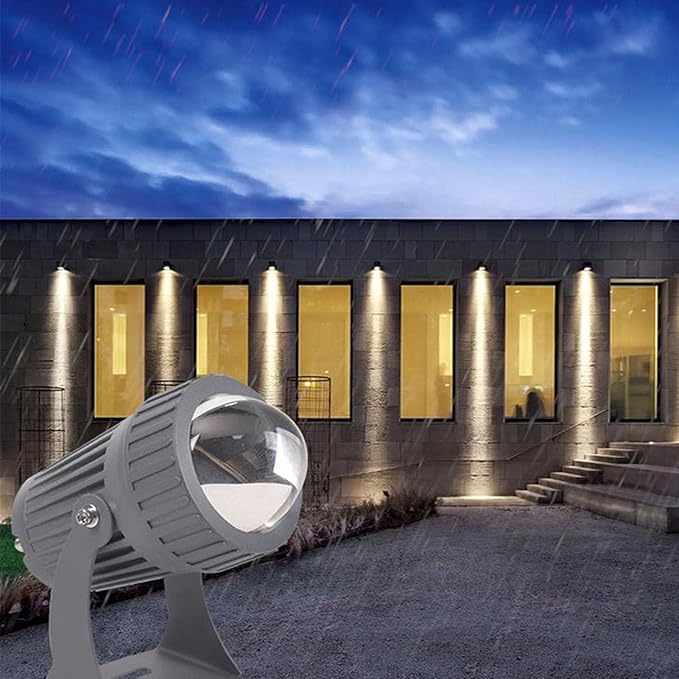 10W Rotation Spot Lights - Long Range LED Floodlights IP66 Waterproof Narrow Beam Spotlight Outdoor Wall Washer Lights Outdoor Architectural Landscape Lighting(White24V)