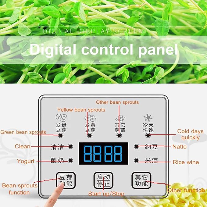 Automatic Sprouter Bean Growing Machine 3 Layers Germination Tank Seed Germination Machine LED Display Time Control 360° Automatic Spray for Every HOM