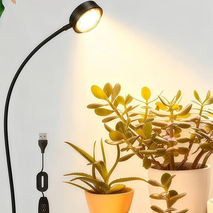 Clip Plant Lamp - Full Spectrum Light for Seedlings | 10W LED Diode with Flexible Gooseneck &amp Padded Spring Clamp for Home Desks Office Cubicles Greenhouse Shelves and Bedroom Nightstands