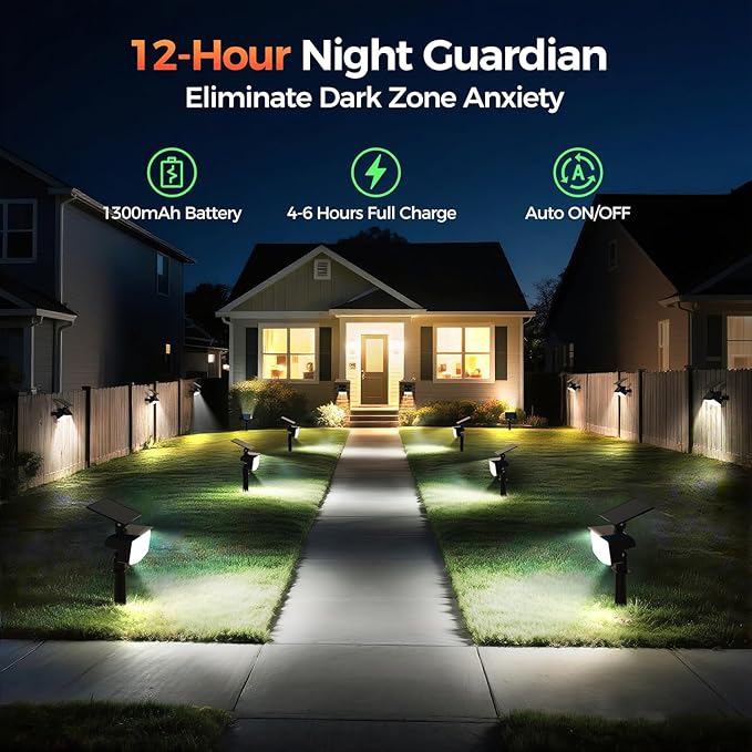 Large Solar Spot Lights Outdoor Waterproof IP67 1000 Lumens High Brightness 92 LEDs Solar Spotlight with 3 Lighting Modes Dusk to Dawn Solar Landscape Lights for Yard Garden (Cool White)- 2 Pack
