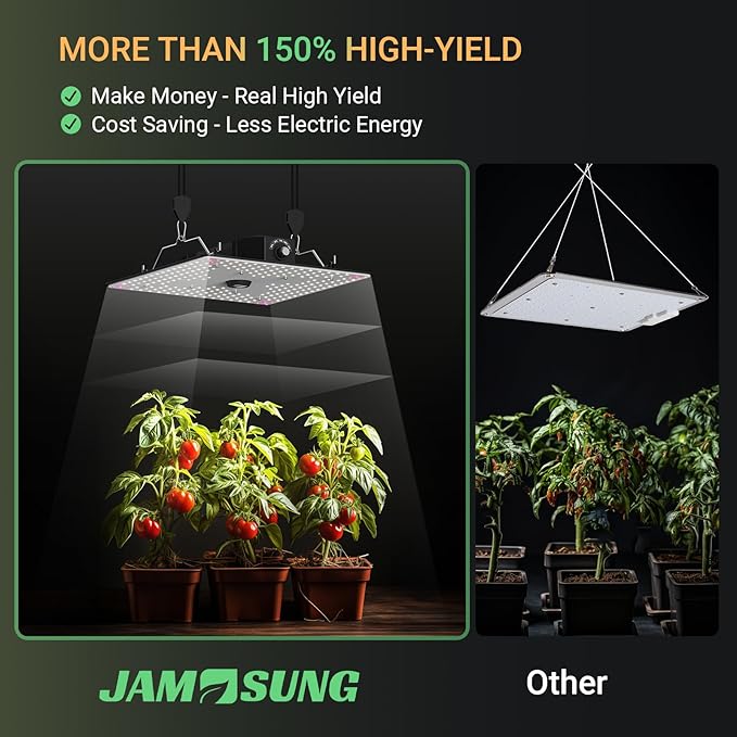 150% High-Yield LED Grow Light with LM301H Diodes Dimmable Lighting Full Spectrum Grow Light for Indoor Plants Veg Bloom Growing Lamps for 2.5x2.5/4x4 Grow Tent 3.75g/w