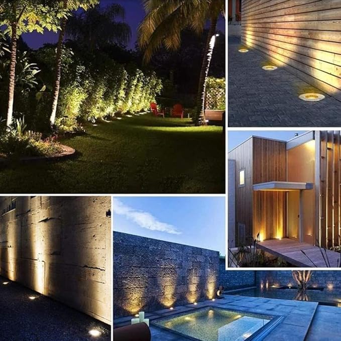 Round Recessed Underground Light - 1W LED Recessed Spotlight Outdoor Garden Underground Light IP66 Waterproof Landscape Lights for Outdoor Driveway Deck Stair Step Recessed Lighting (Red DC12V
