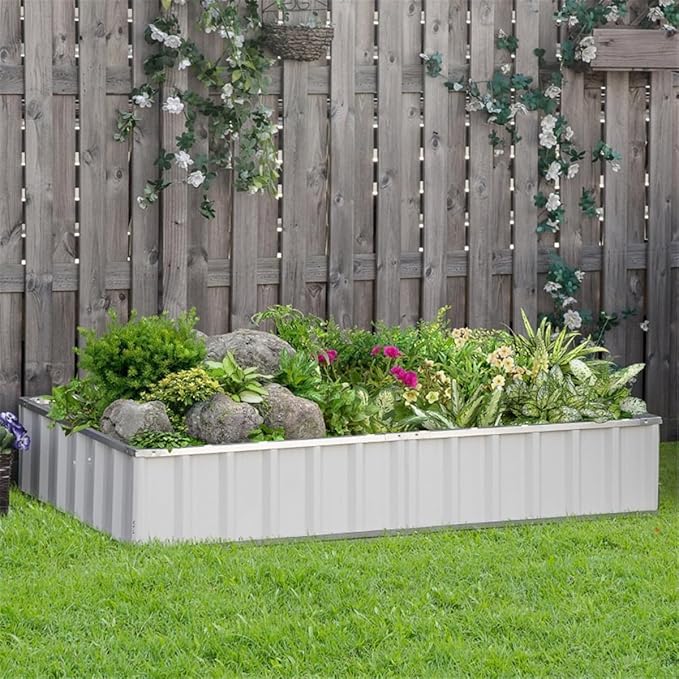 Garden BedEasy to Assemblefor VegetablesFruitsHerbs Flowers Metal Raised Garden(68.5 L x 35.5 W x 11.75 H). (White)